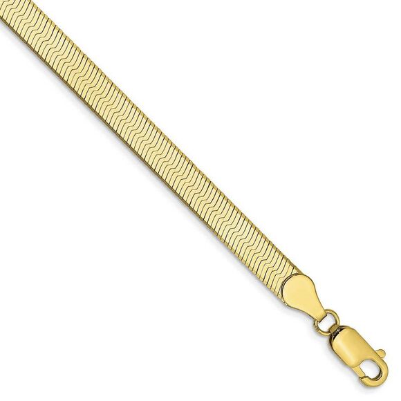 5mm 10k Yellow Gold Solid Herringbone Chain Bracelet 8 Inch